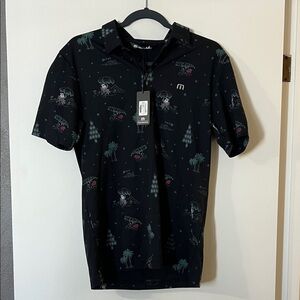 Travis Mathew Black Polo with Tropical Graphics